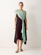 Draped Tie Detail Dress | Oxblood