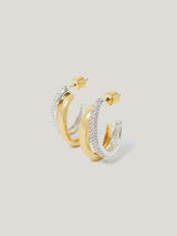 Pave Double Hoop Earring | Gold