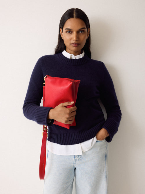 Ava Pebble Leather Crossbody | Red