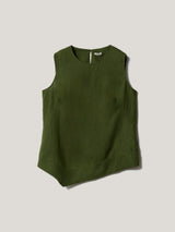 Linen Asymmetric Hem Top | Green