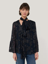 Metallic Jacquard Top | Navy