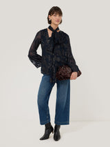 Metallic Jacquard Top | Navy