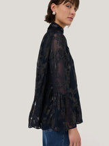 Metallic Jacquard Top | Navy