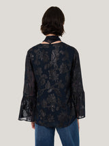 Metallic Jacquard Top | Navy