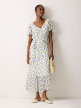 Swirl Posy Midi Dress | Cream