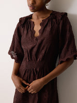 Textured Jacquard Short Dress | Oxblood