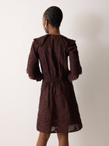 Textured Jacquard Short Dress | Oxblood
