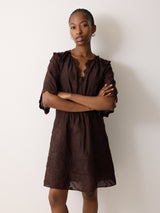 Textured Jacquard Short Dress | Oxblood