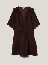 Textured Jacquard Short Dress | Oxblood