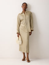 Textured Seam Detail Skirt | Neutral