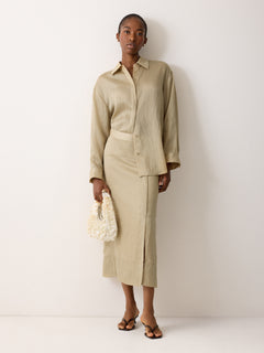 Textured Seam Detail Skirt | Neutral