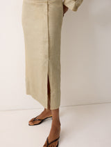 Textured Seam Detail Skirt | Neutral