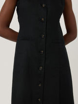 Linen Waistcoat Dress | Black