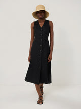Linen Waistcoat Dress | Black