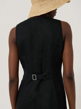 Linen Waistcoat Dress | Black