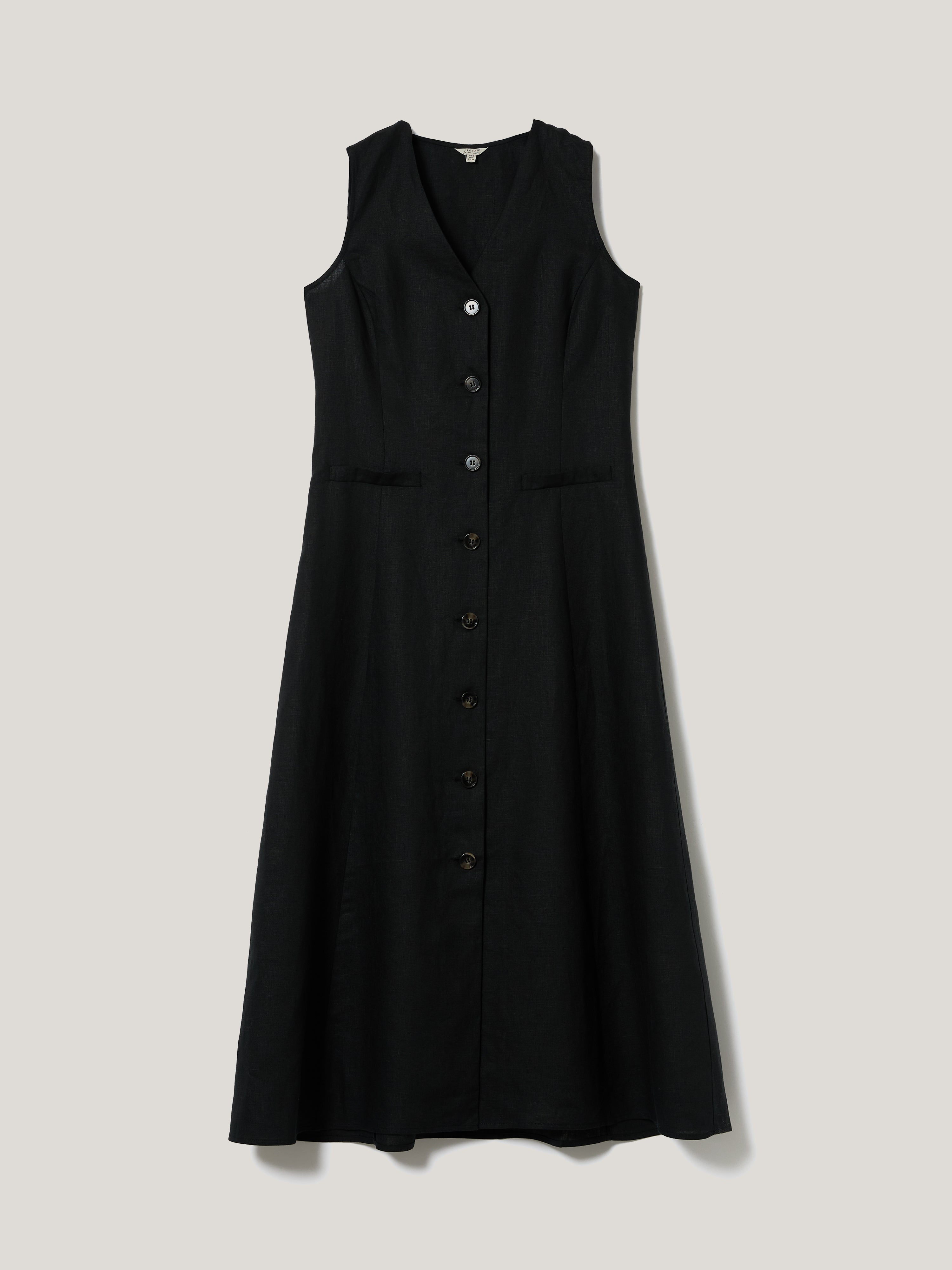 Linen Waistcoat Dress | Black – Jigsaw