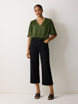 Recycled Satin Pleated Blouse | Green