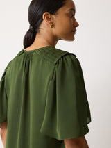 Recycled Satin Pleated Blouse | Green