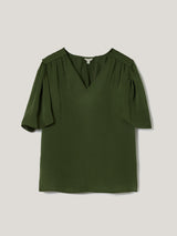 Recycled Satin Pleated Blouse | Green