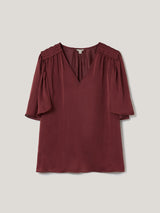 Recycled Satin Pleated Blouse | Orange