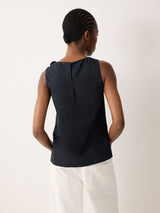 Flower Applique Cotton Top | Navy