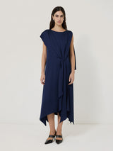 Draped Tie Detail Dress | Navy