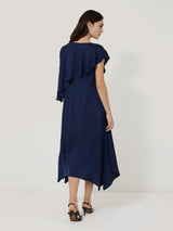 Draped Tie Detail Dress | Navy