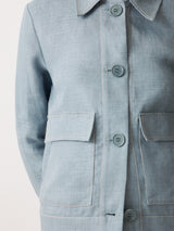 Linen Cropped Utility Jacket | Light Blue