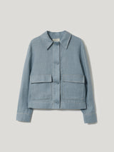 Linen Cropped Utility Jacket | Light Blue