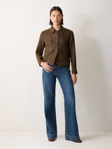 Linen Cropped Utility Jacket | Brown