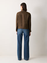 Linen Cropped Utility Jacket | Brown
