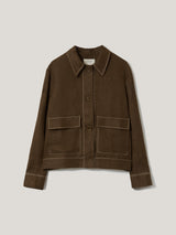 Linen Cropped Utility Jacket | Brown