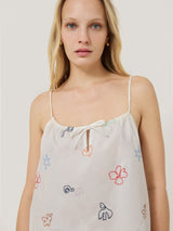 Abstract Kiss Embroidered Pyjama | White
