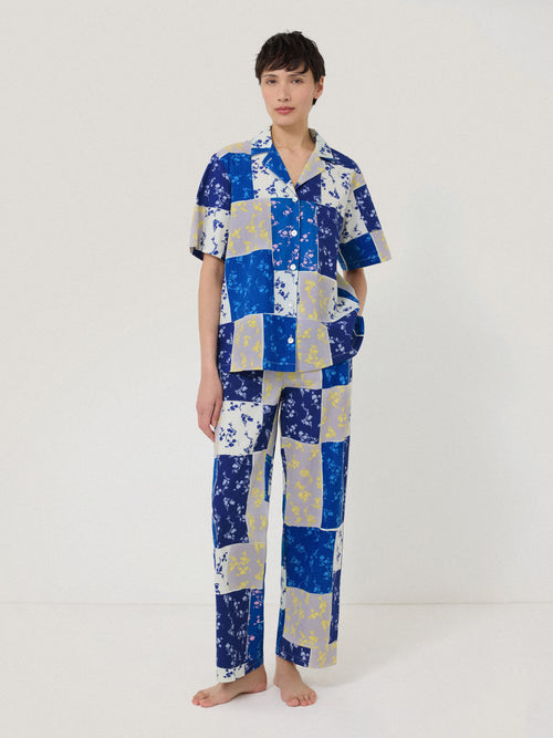 Patchwork Short Sleeve Pyjama | Blue