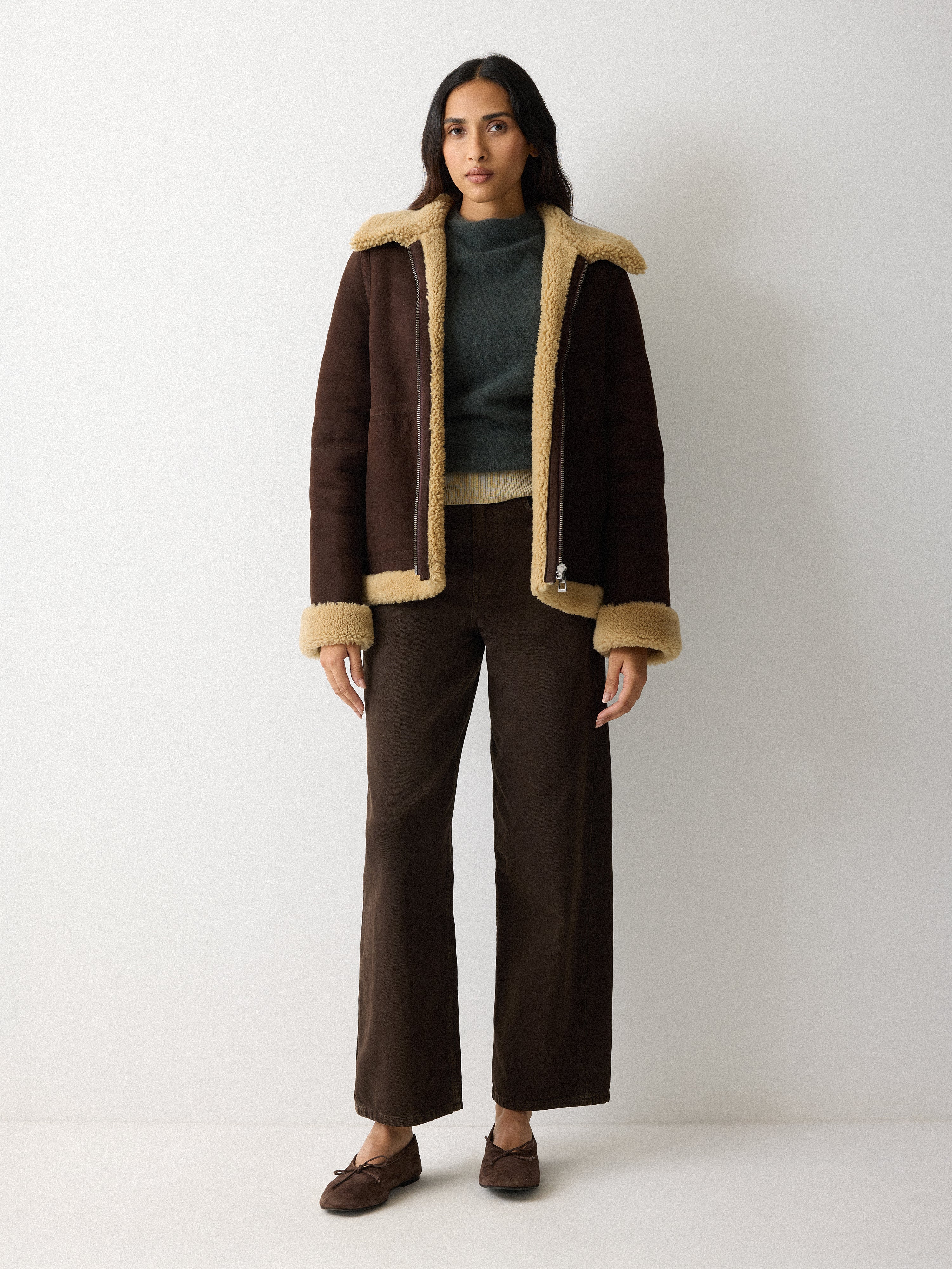 Italian Merino Shearling Coat | Brown – Jigsaw