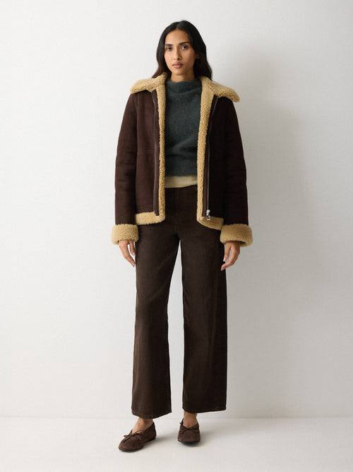 Italian Merino Shearling Coat | Brown