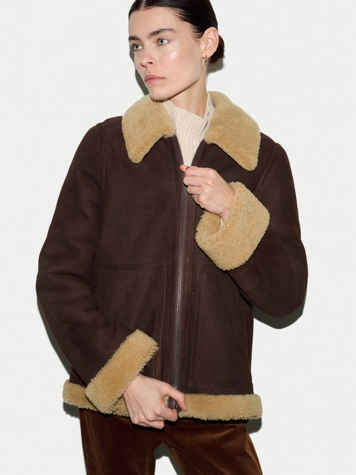 Italian Merino Shearling Coat | Brown