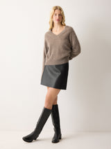 Bonded Leather Mini Skirt | Black