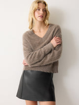 Bonded Leather Mini Skirt | Black