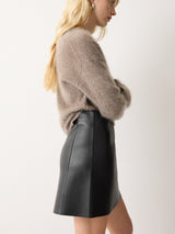 Bonded Leather Mini Skirt | Black