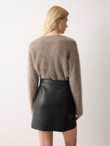 Bonded Leather Mini Skirt | Black
