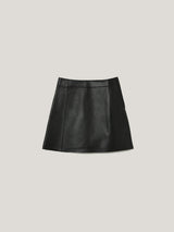 Bonded Leather Mini Skirt | Black