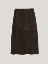 Suede Fluid Midi Skirt | Brown