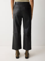 Dale Cropped Leather Trouser | Black