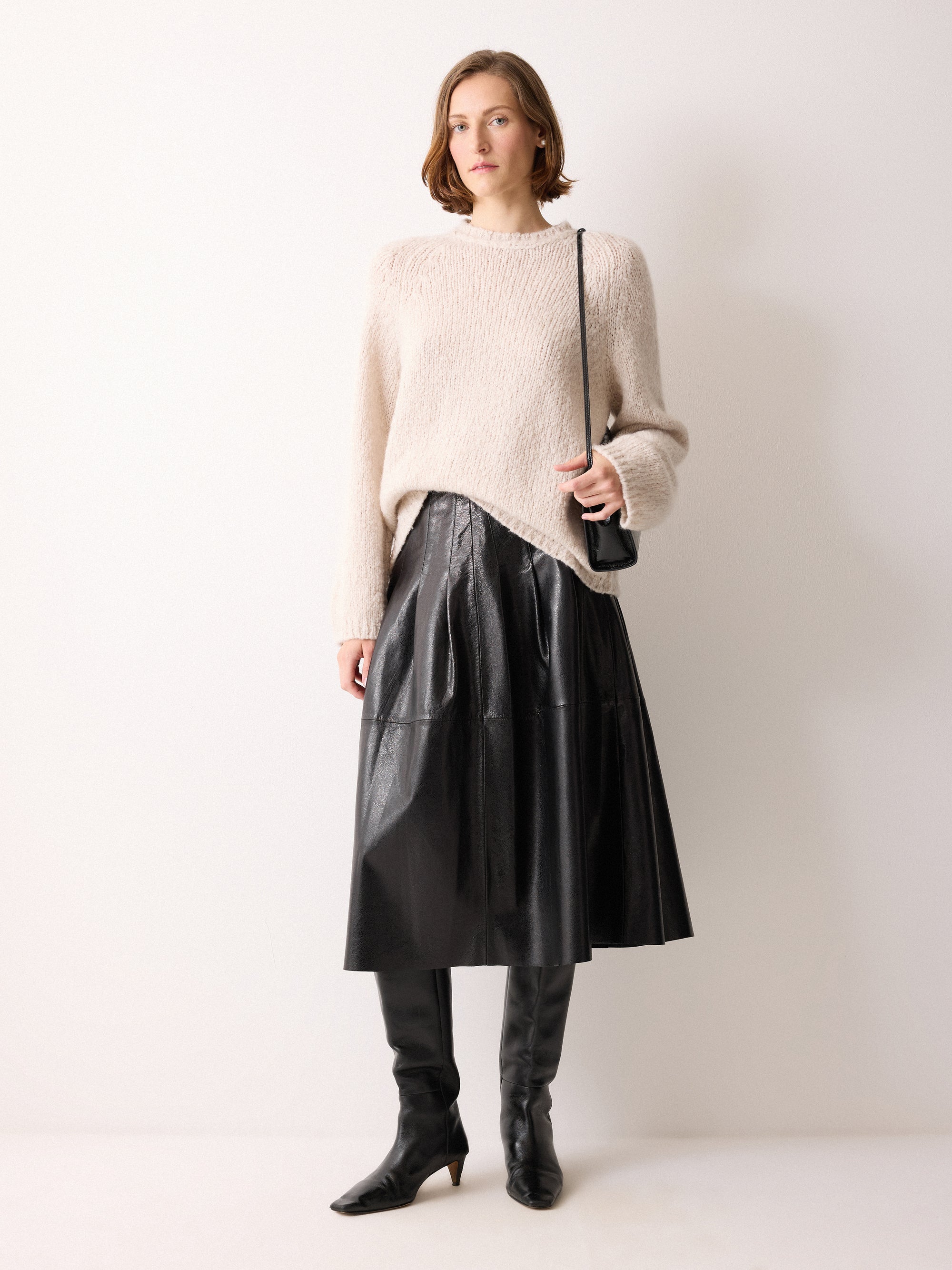 jigsaw Leather Textured Midi Skirt Black Hot Sale Black Friday