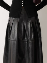 Leather Textured Midi Skirt | Black