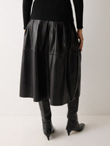 Leather Textured Midi Skirt | Black