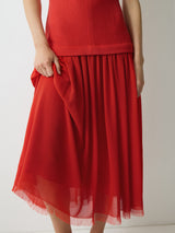 Mixed Media Jersey Dress | Red