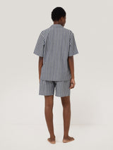 Cotton Stripe Short Pyjama | Blue