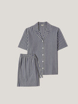 Cotton Stripe Short Pyjama | Blue